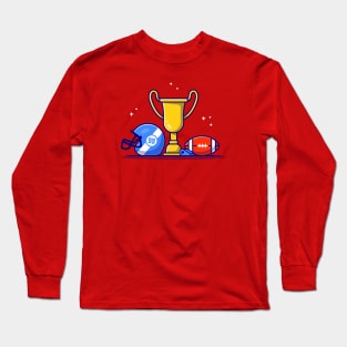 Helmet, Rugby Ball, Whistle And Gold Trophy Long Sleeve T-Shirt